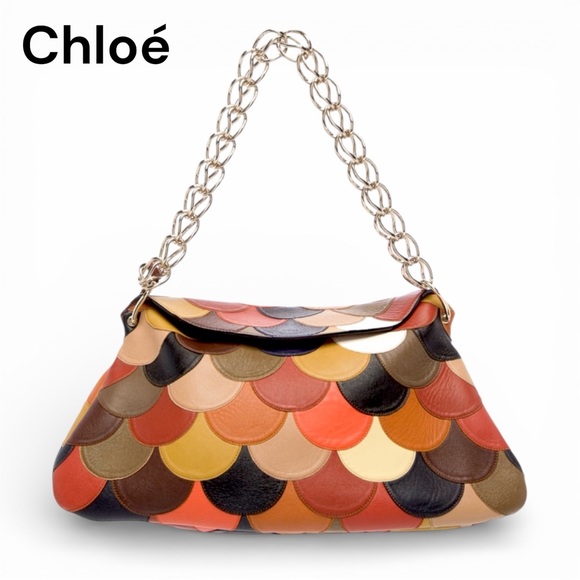Chloe Handbags - CHLOÉ Juana Colorblock Scallop Patchwork Shoulder Bag